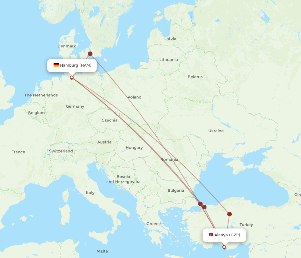 HAM-GZP flight routes