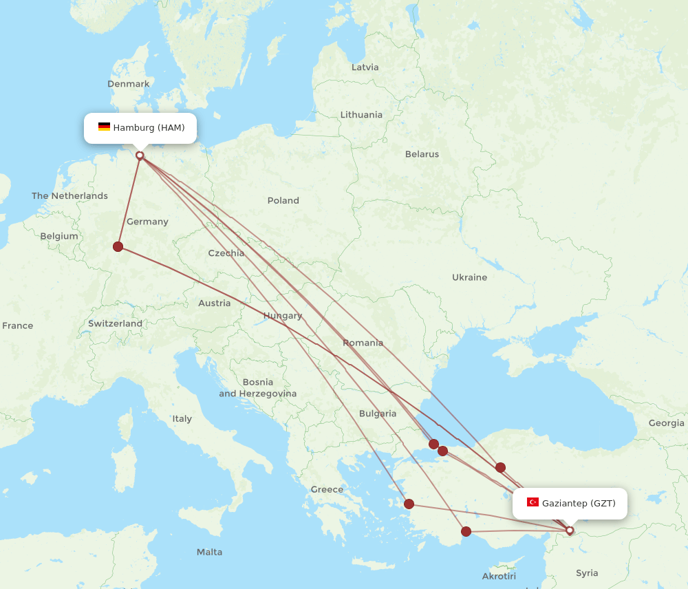 HAM-GZT flight routes