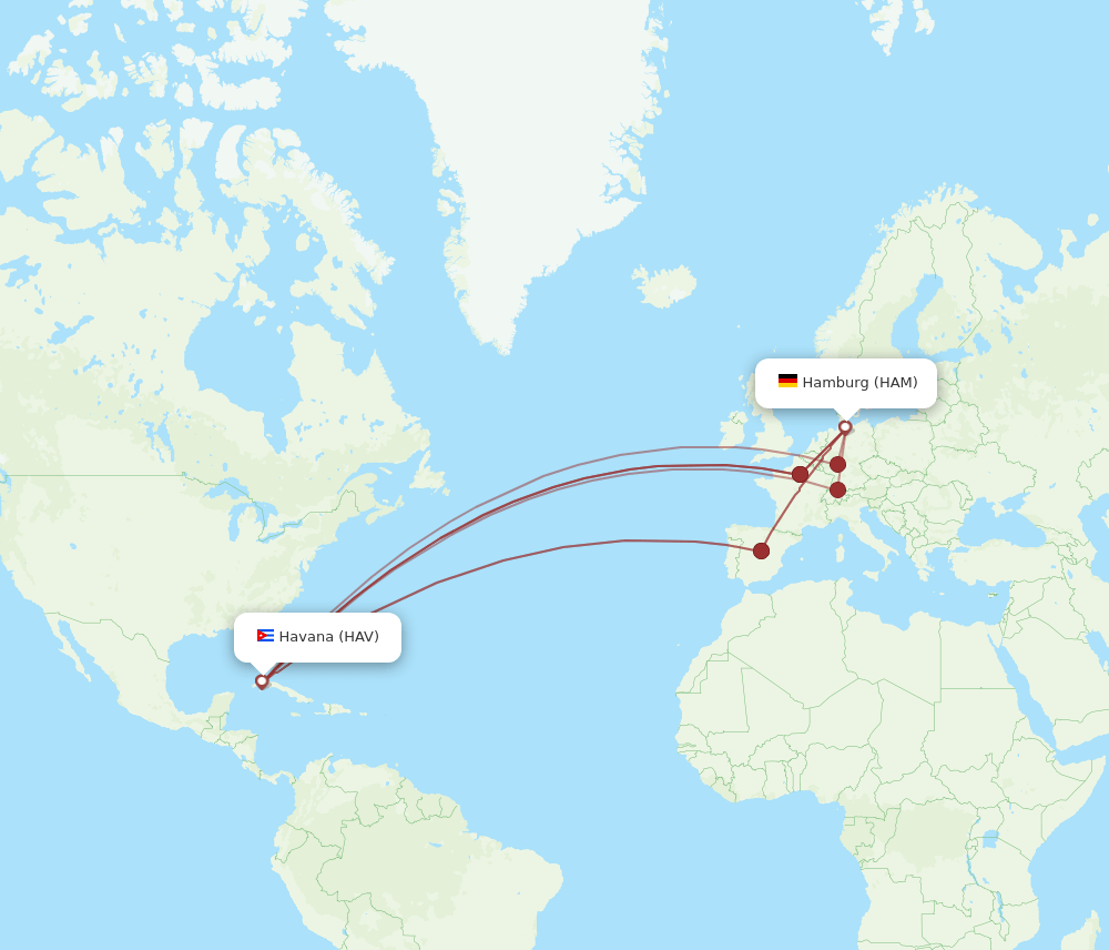HAM-HAV flight routes