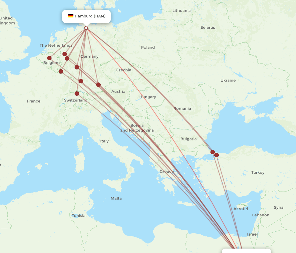 HAM-HRG flight routes