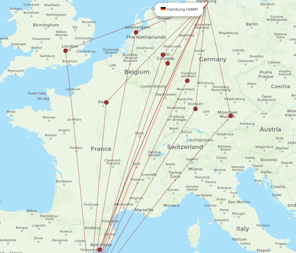 HAM-IBZ flight routes