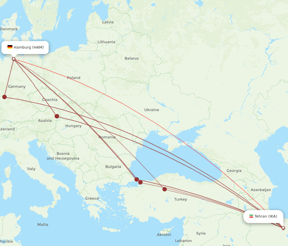 HAM-IKA flight routes