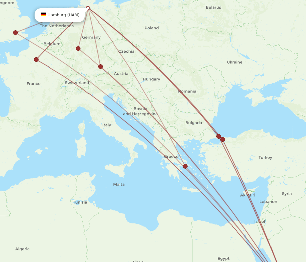 HAM-JED flight routes