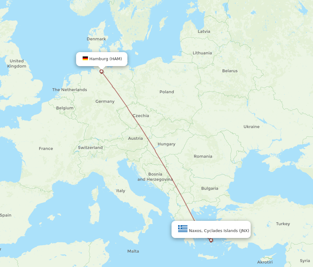 HAM-JNX flight routes