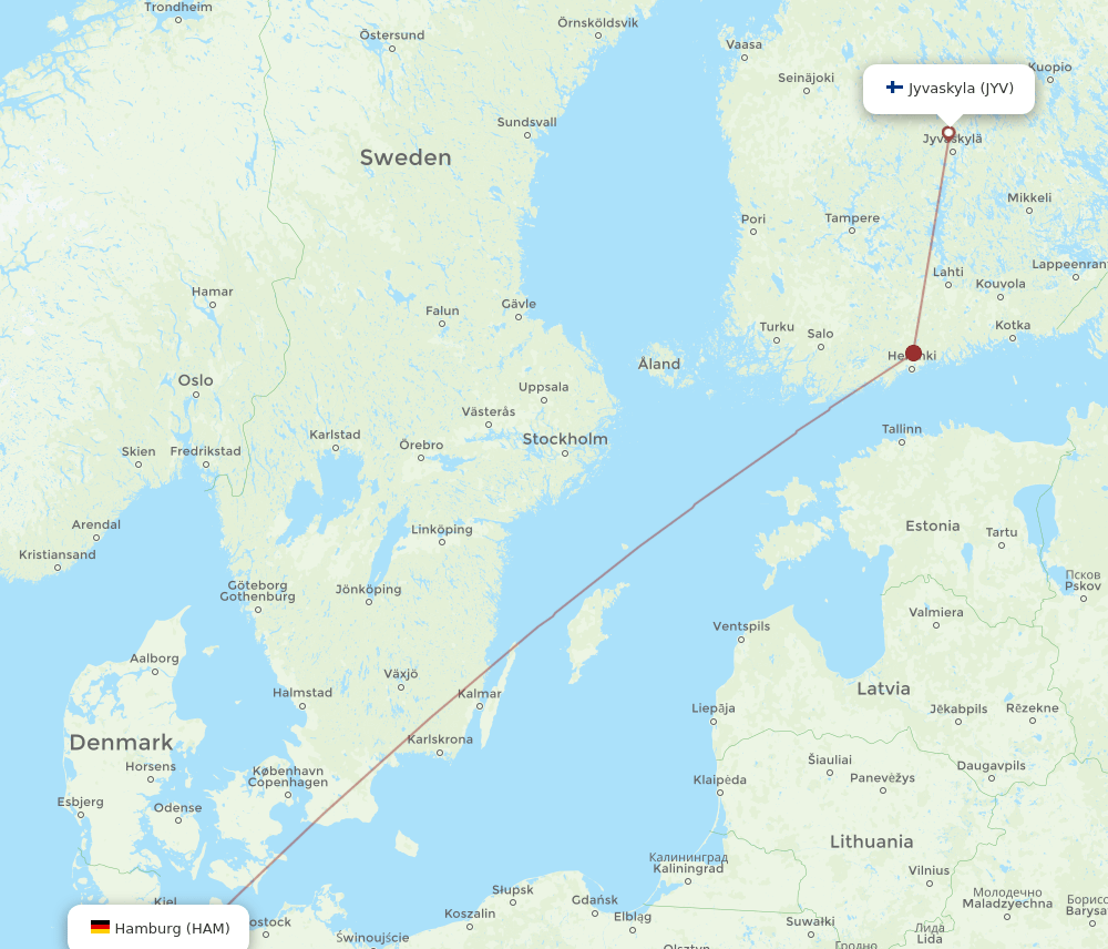 HAM-JYV flight routes
