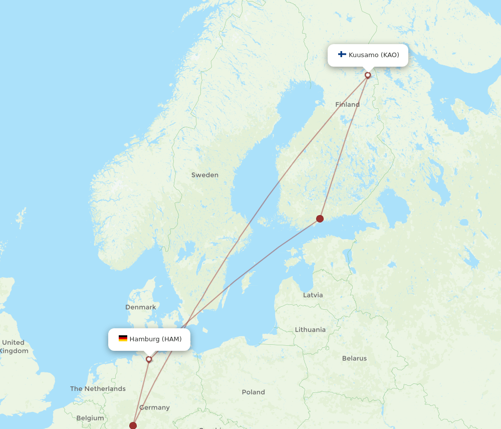 HAM-KAO flight routes
