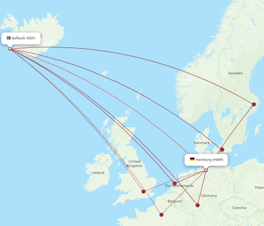 HAM-KEF flight routes