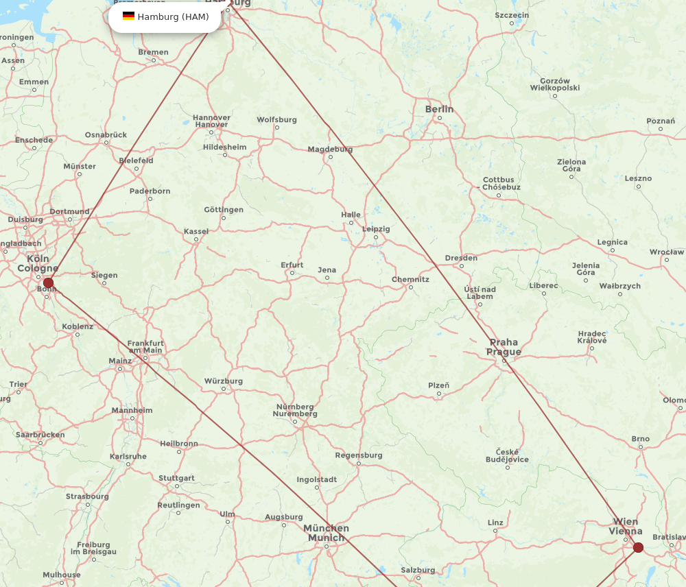 HAM-KLU flight routes