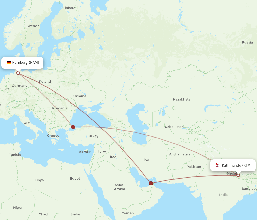 HAM-KTM flight routes