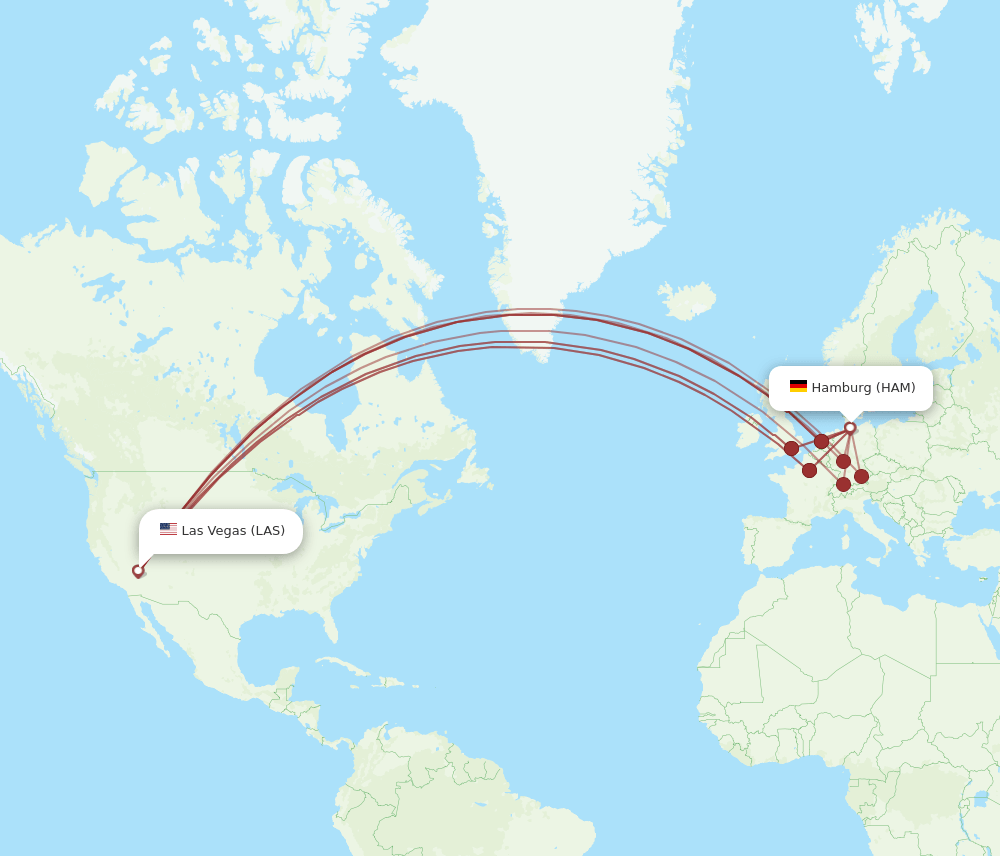 HAM-LAS flight routes