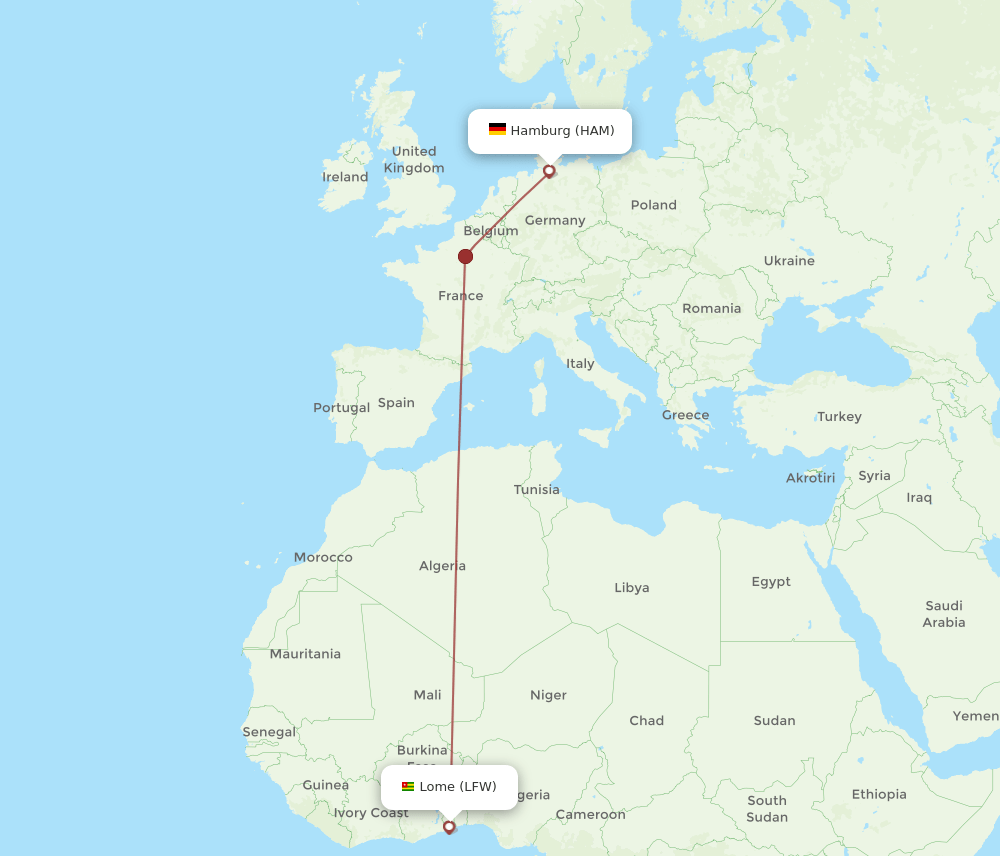 HAM-LFW flight routes
