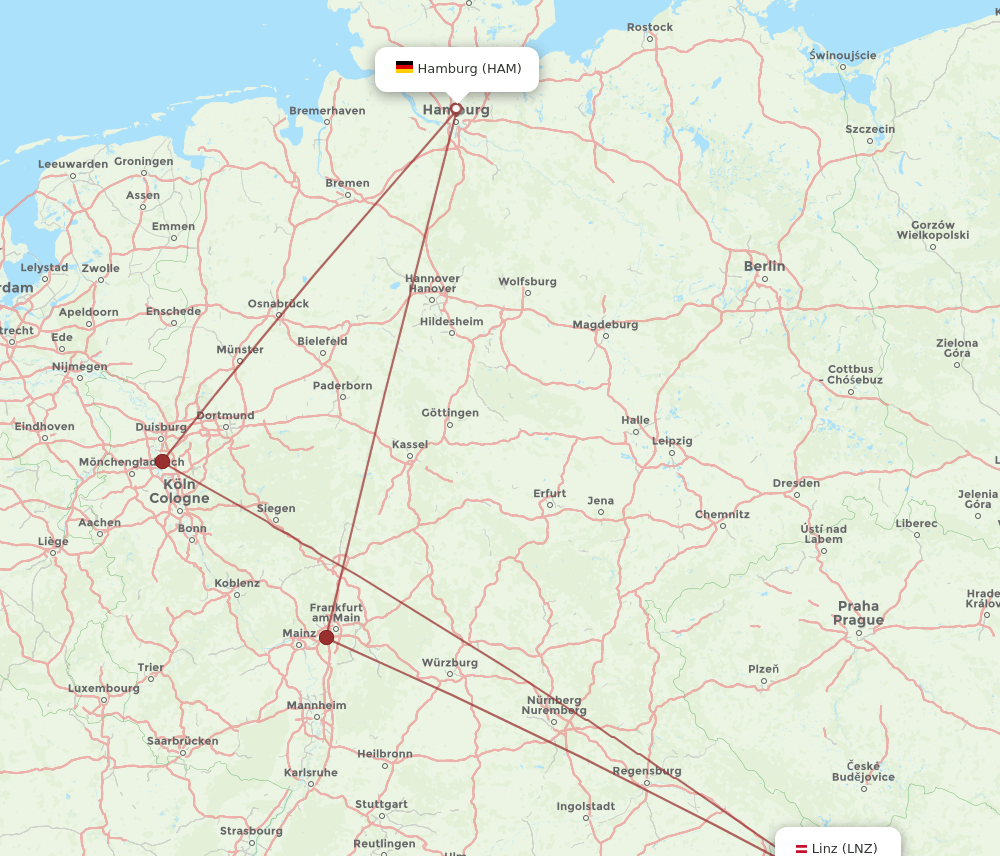 HAM-LNZ flight routes