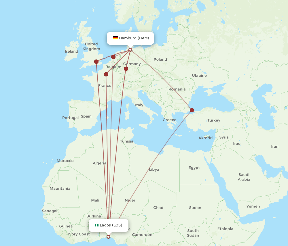 HAM-LOS flight routes