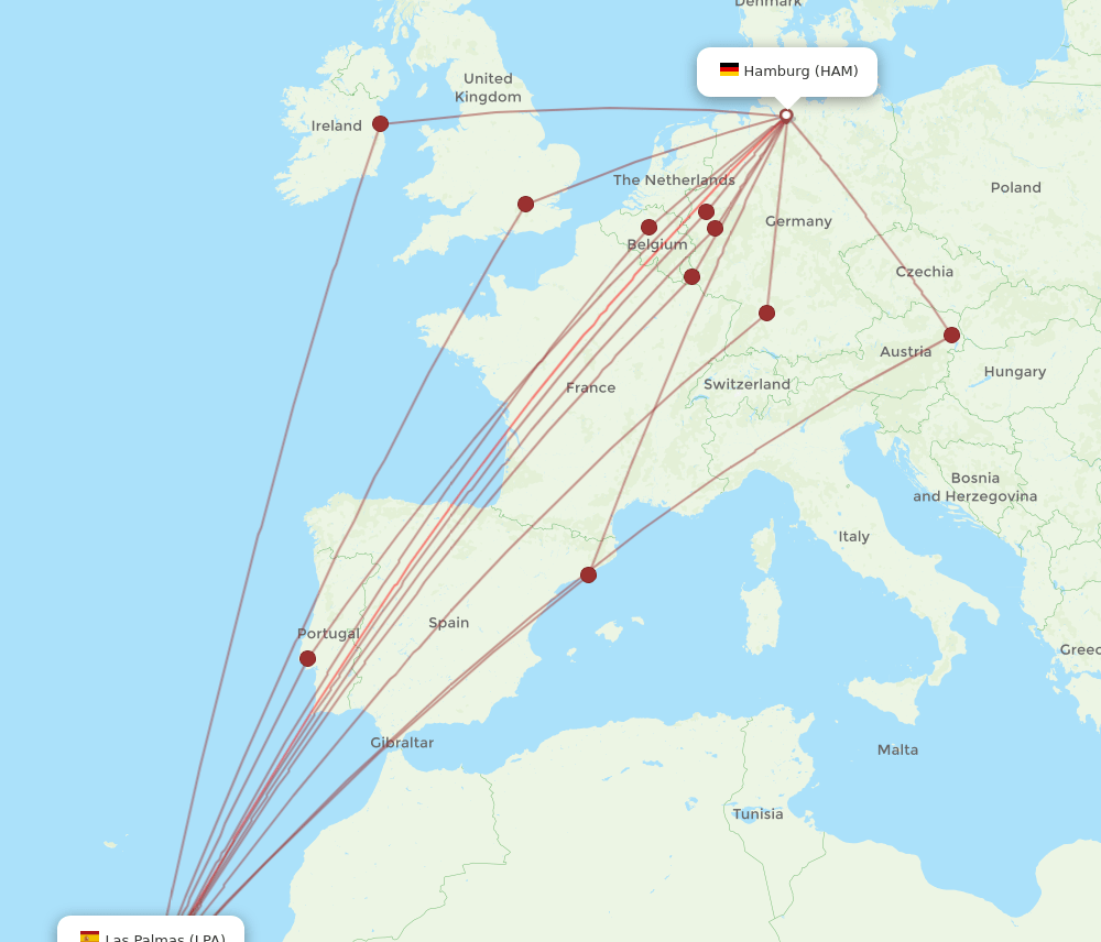 HAM-LPA flight routes