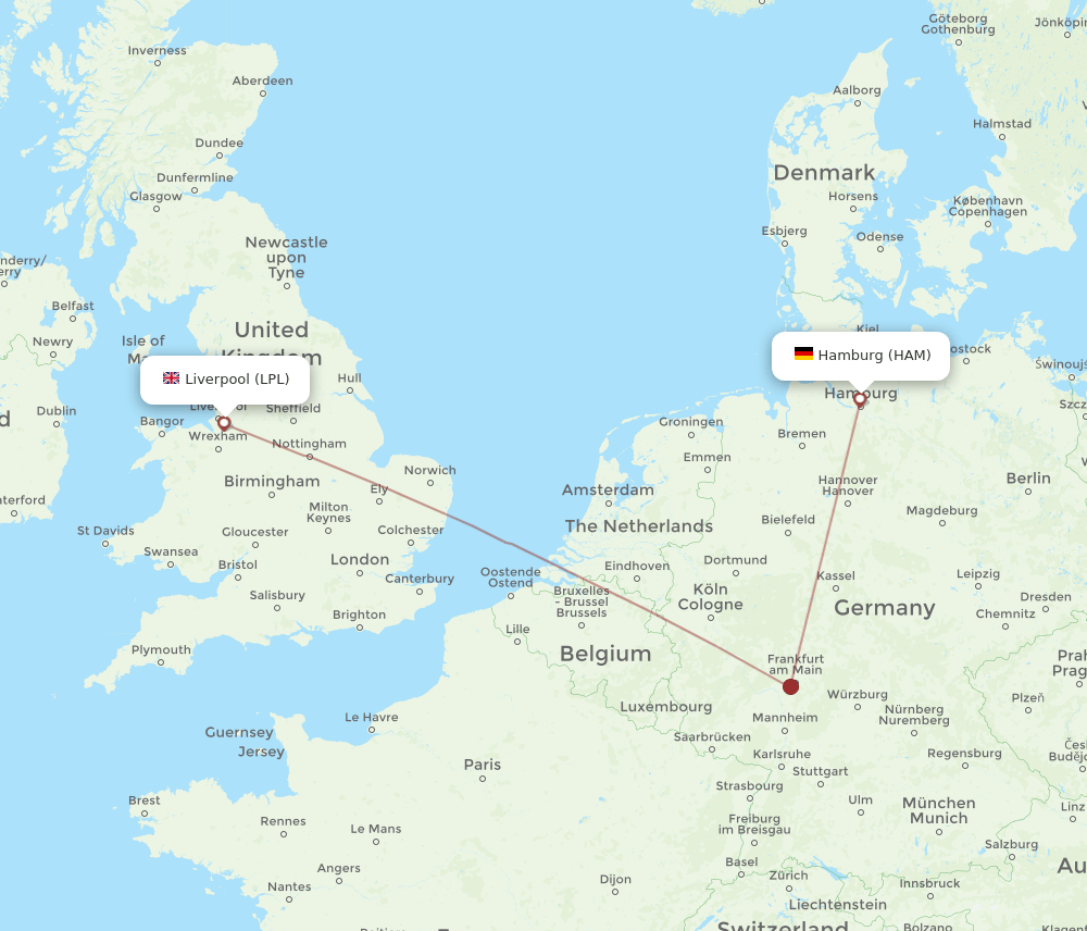 HAM to LPL flights and routes map