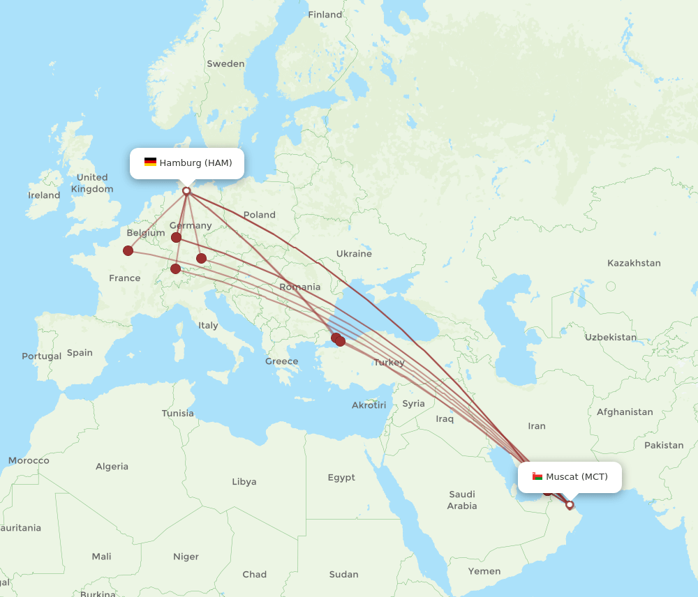 HAM-MCT flight routes