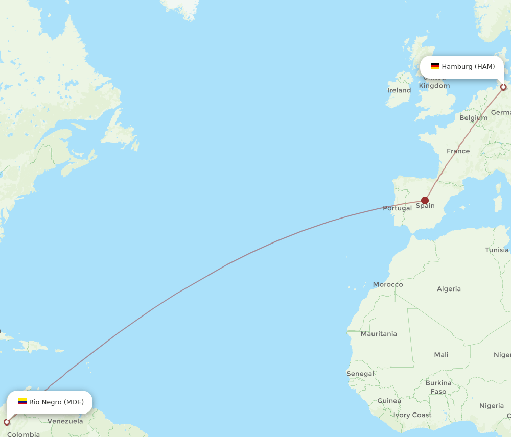 HAM-MDE flight routes