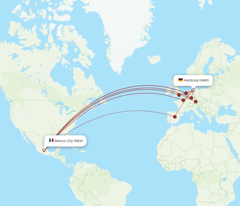 HAM-MEX flight routes