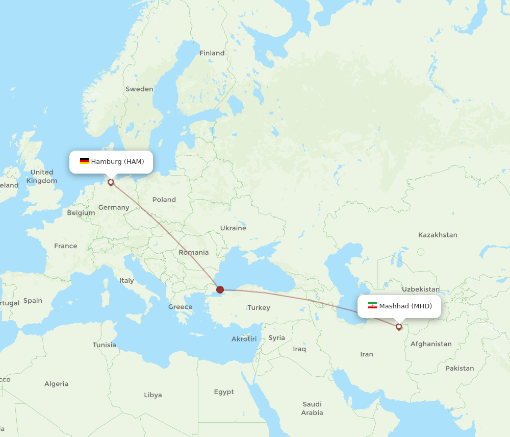 HAM to MHD flights and routes map