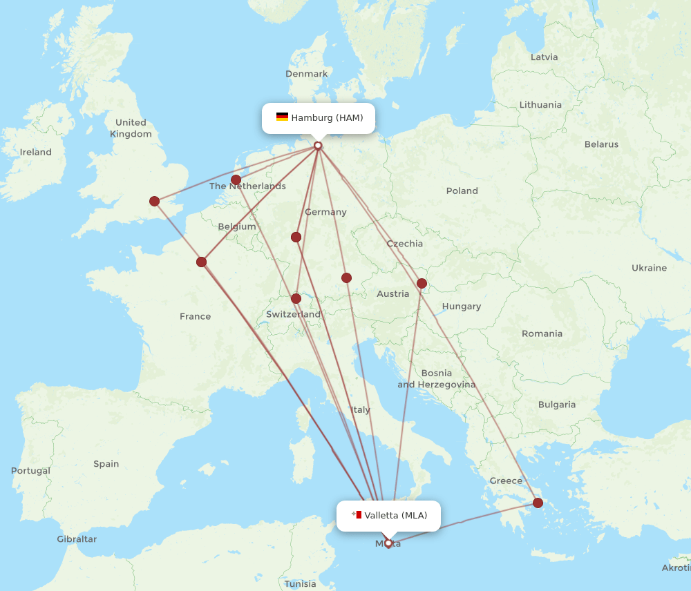 HAM-MLA flight routes
