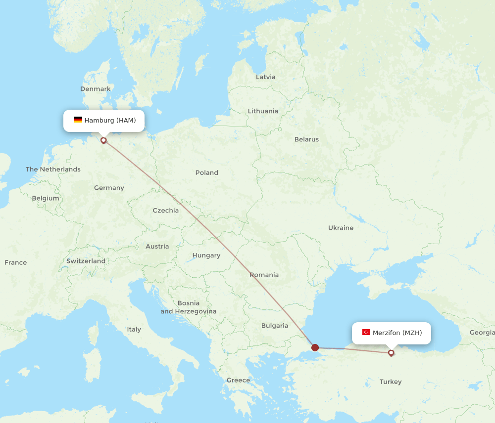 HAM-MZH flight routes