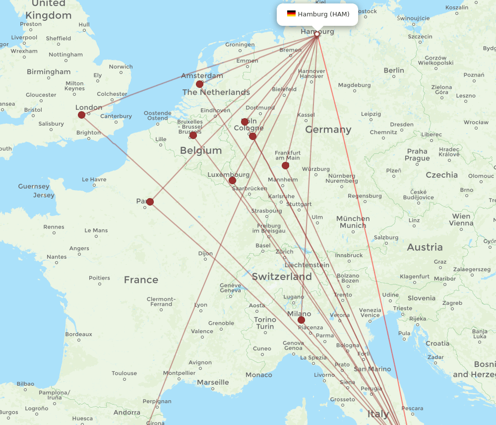 HAM-NAP flight routes