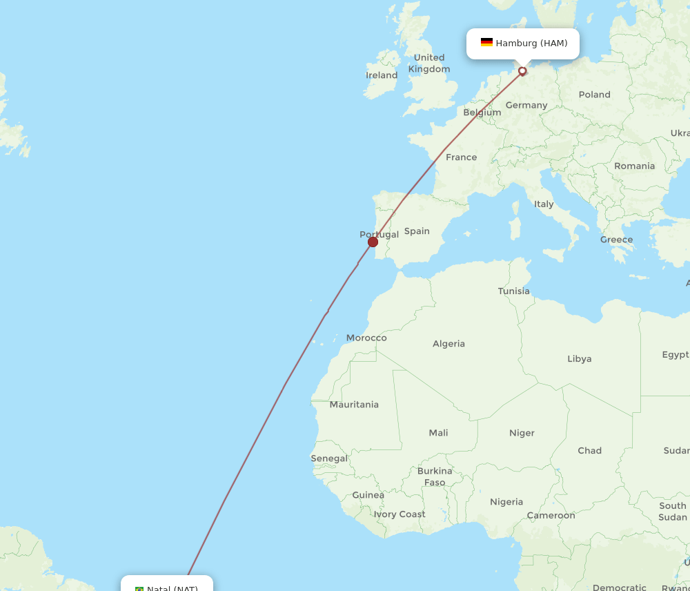 HAM-NAT flight routes