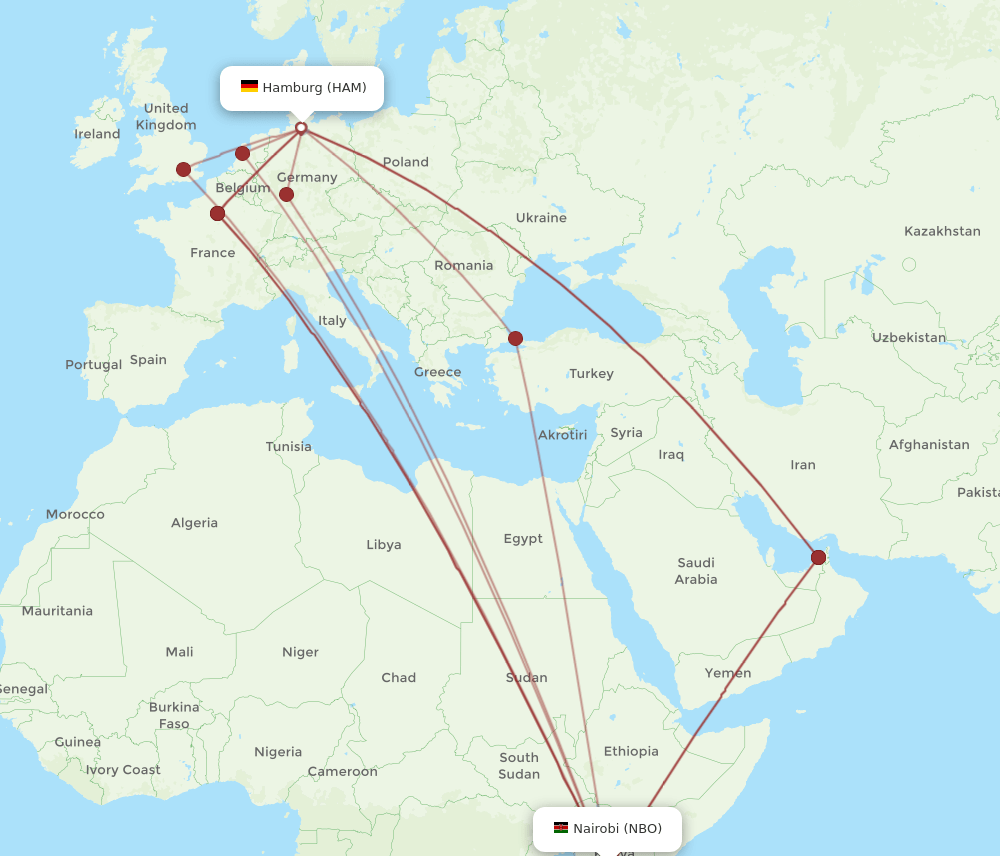 HAM-NBO flight routes