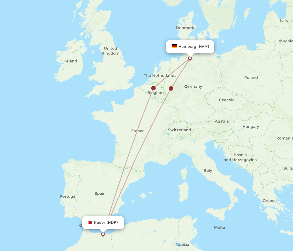 HAM-NDR flight routes