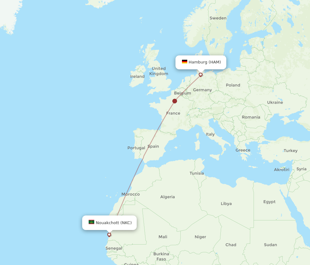 HAM-NKC flight routes