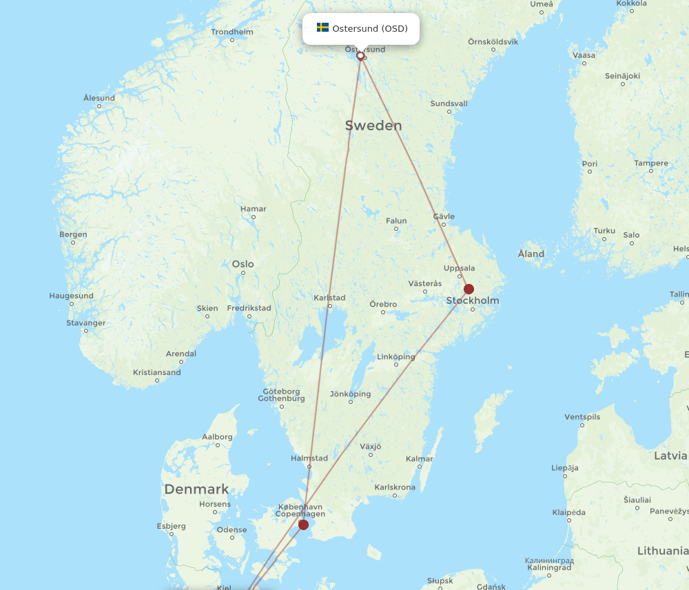 HAM to OSD flights and routes map