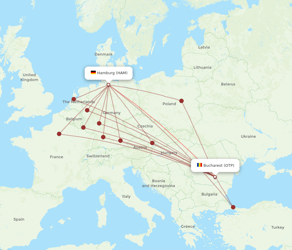 HAM-OTP flight routes