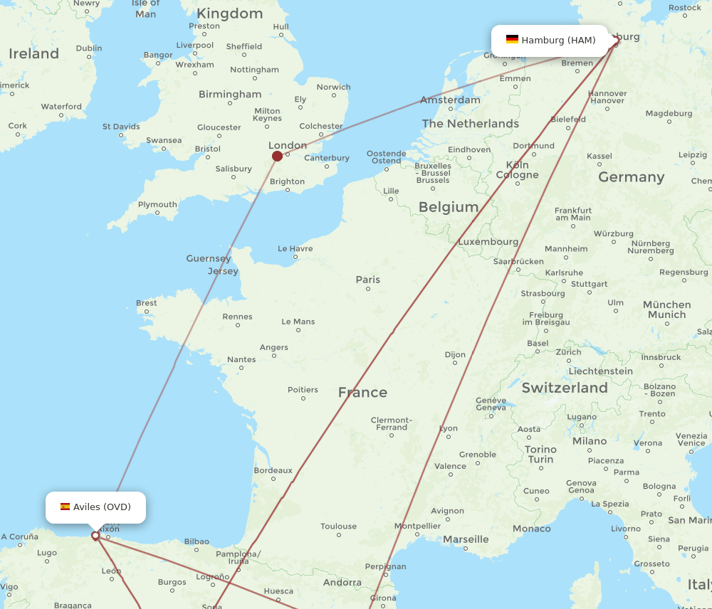 HAM-OVD flight routes