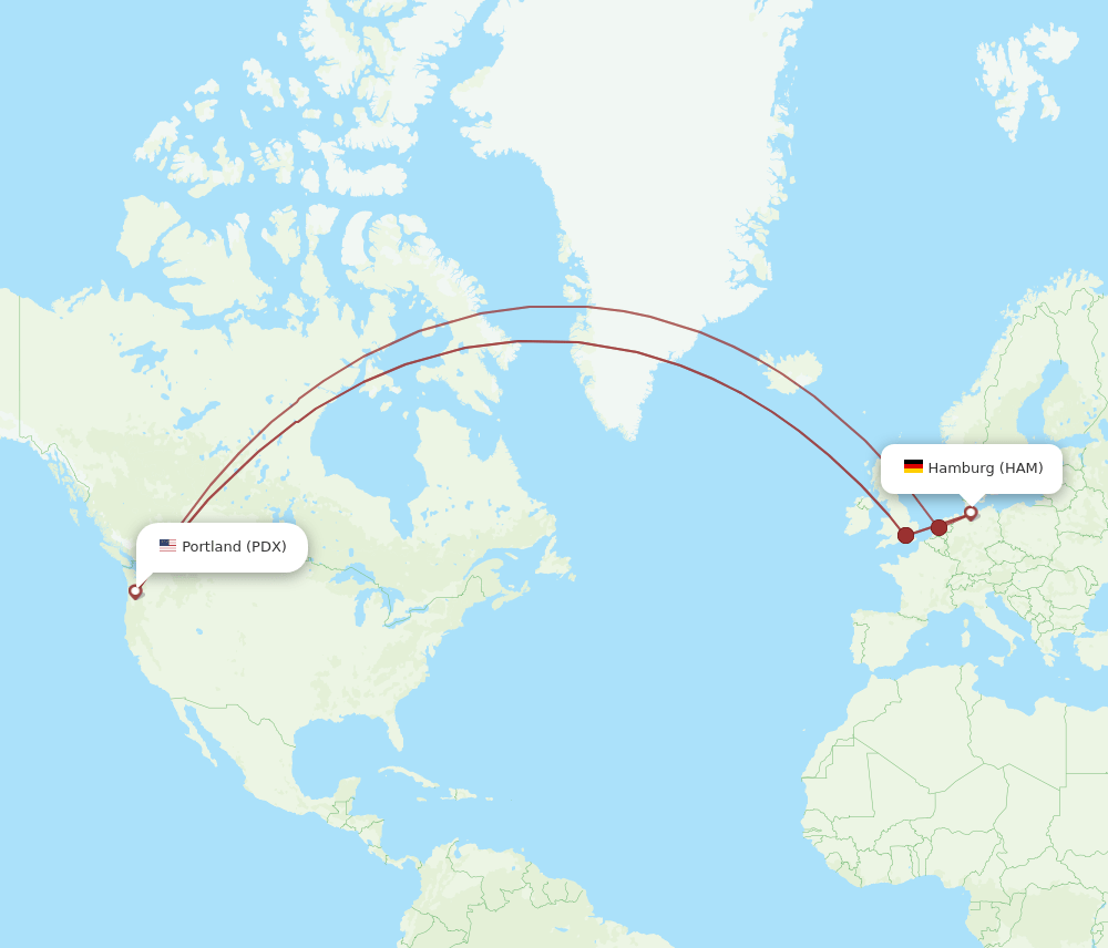 HAM-PDX flight routes