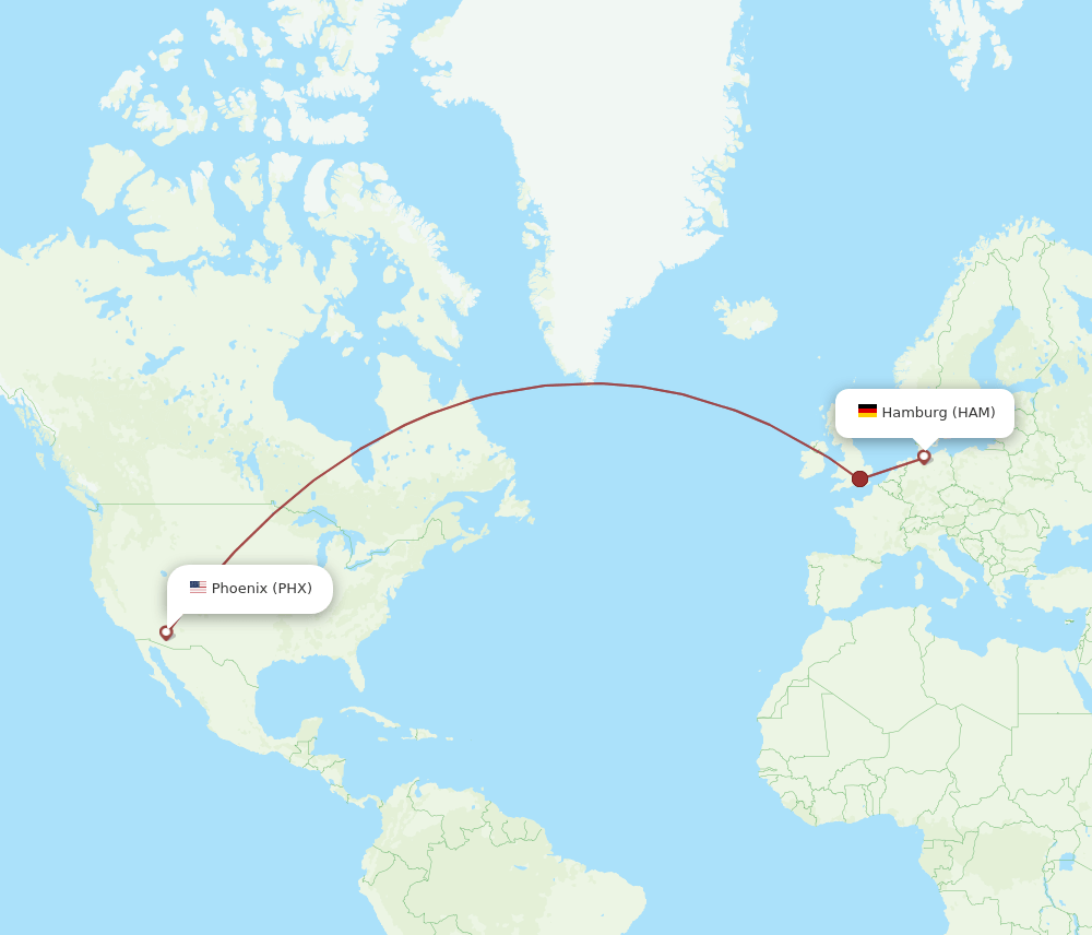 HAM-PHX flight routes