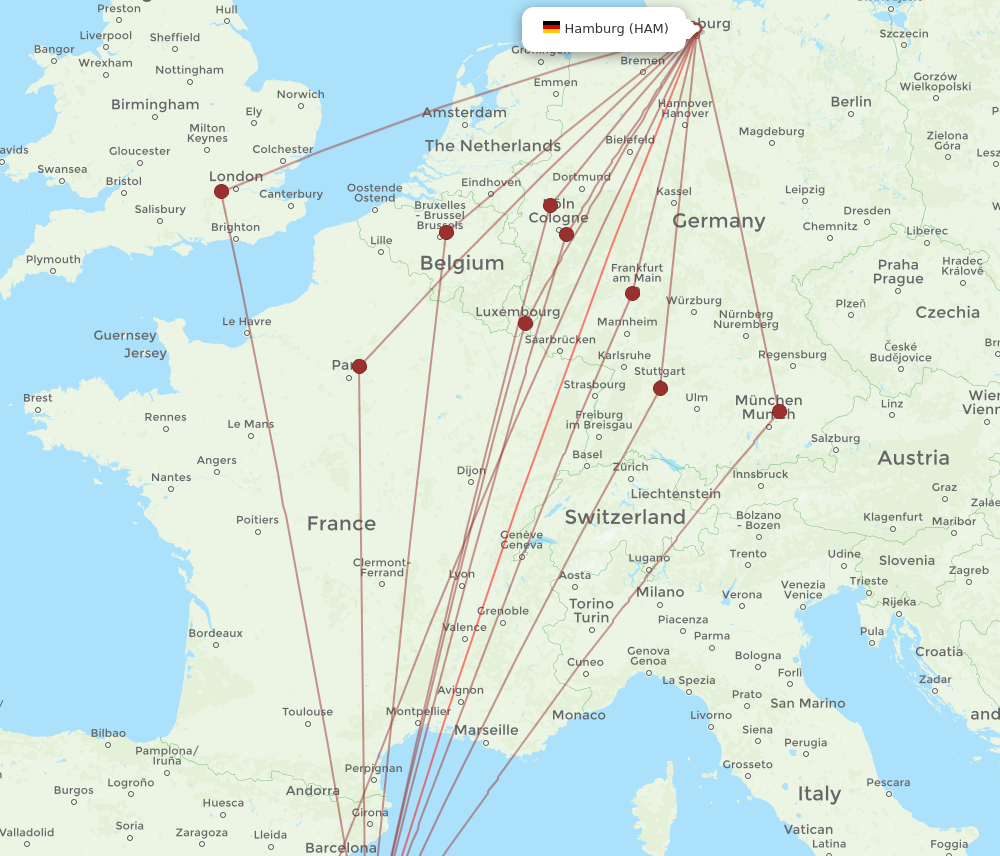 HAM to PMI flights and routes map
