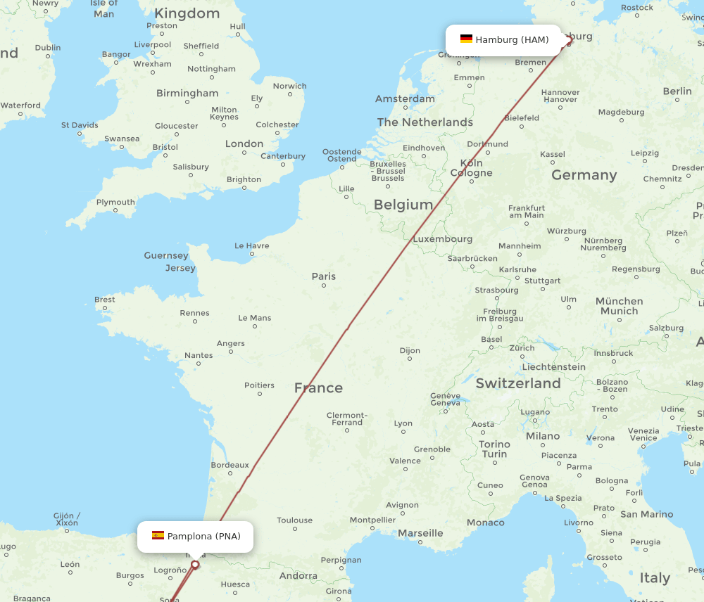 HAM to PNA flights and routes map