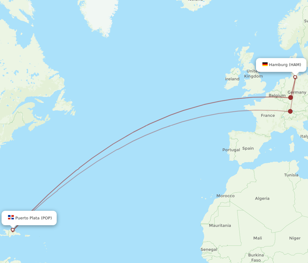 HAM-POP flight routes