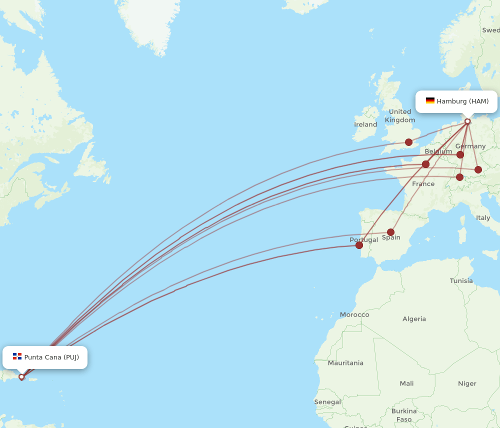 HAM-PUJ flight routes