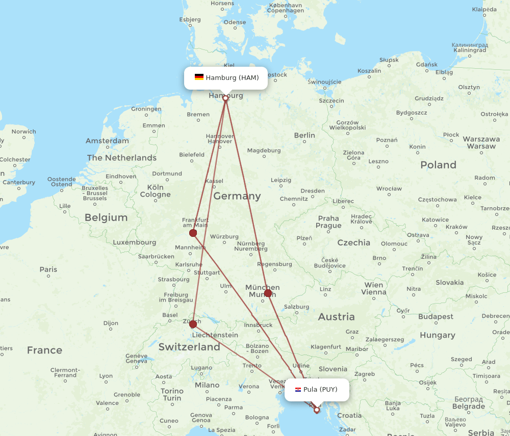 HAM-PUY flight routes
