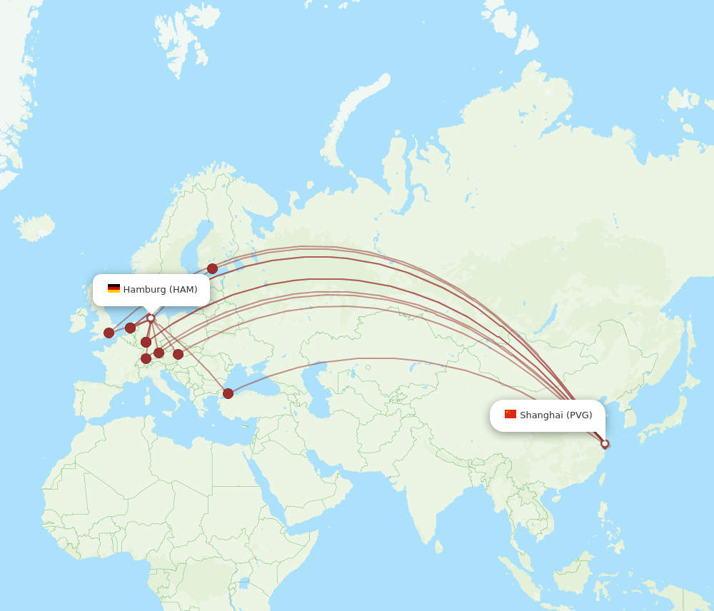 HAM-PVG flight routes