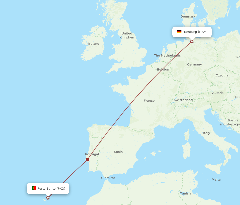 HAM to PXO flights and routes map