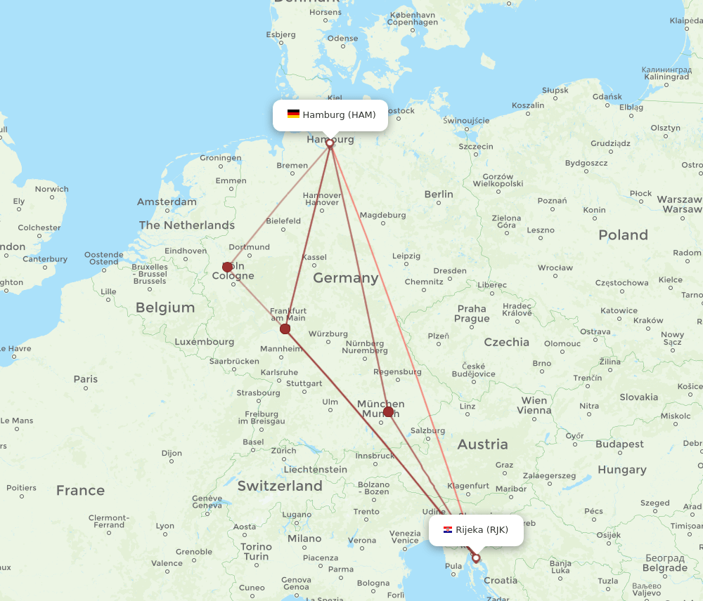HAM-RJK flight routes