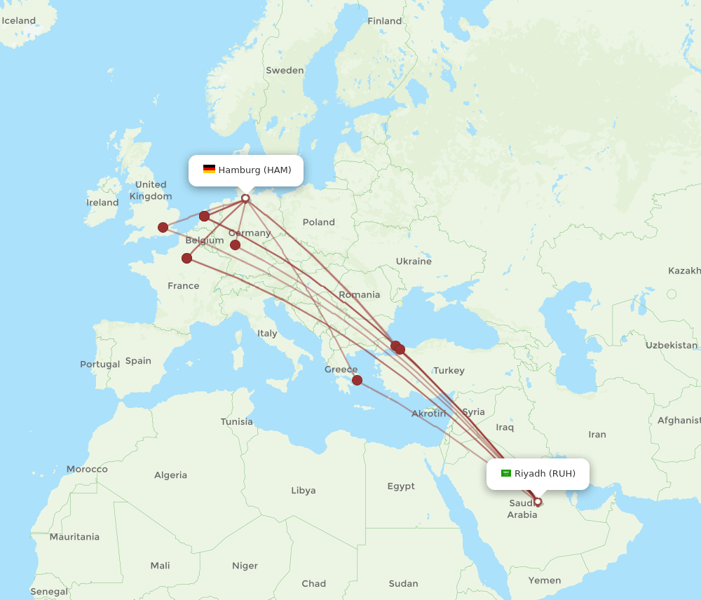 HAM-RUH flight routes