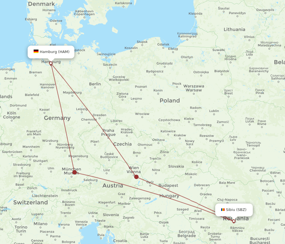 HAM-SBZ flight routes