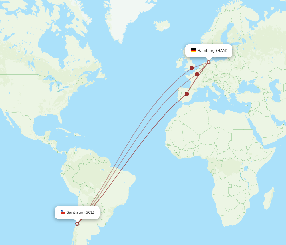 HAM-SCL flight routes