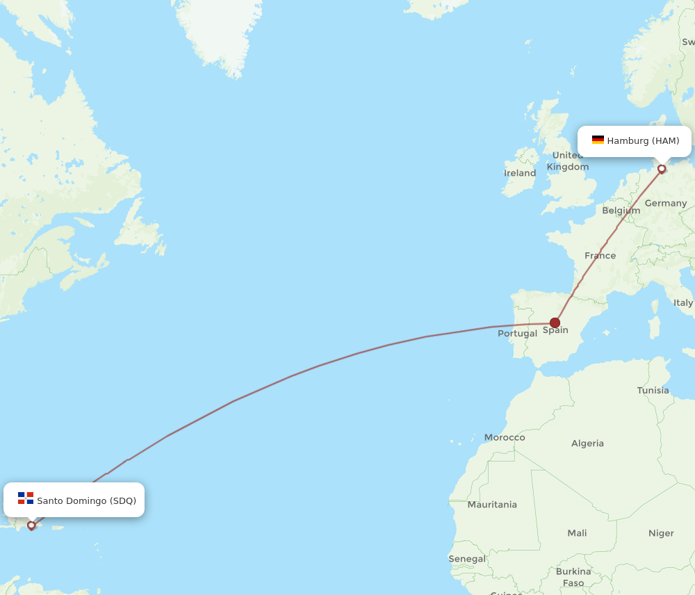 HAM-SDQ flight routes