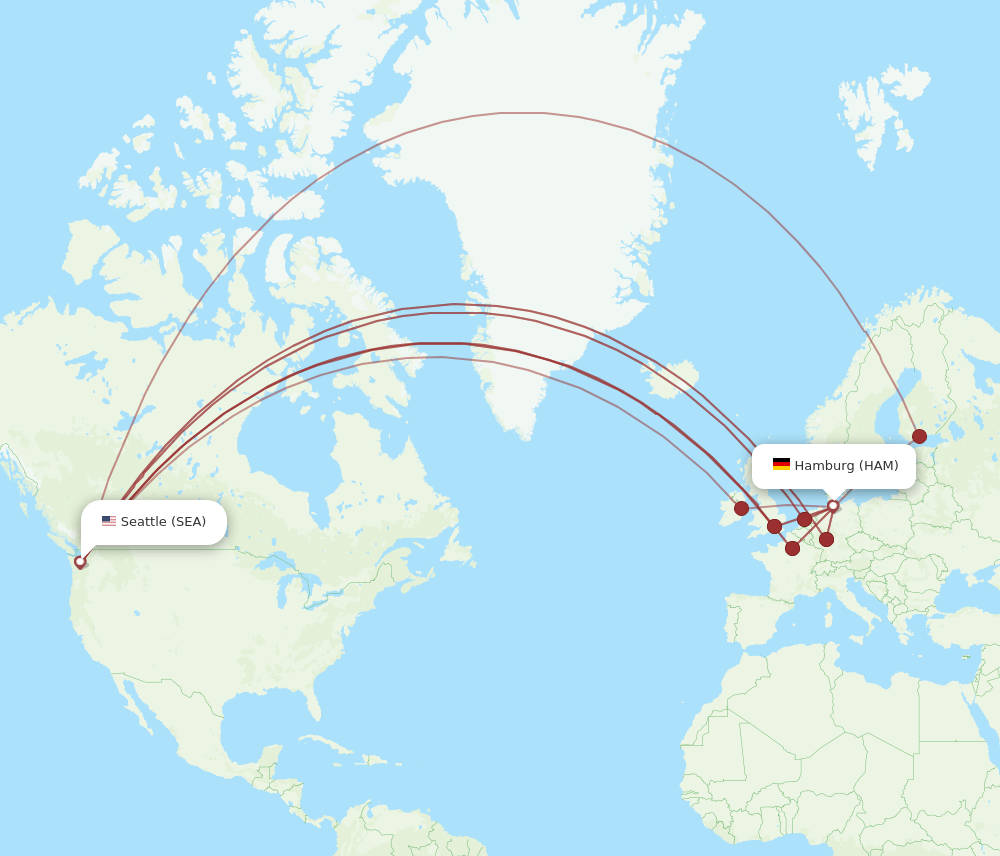 HAM-SEA flight routes