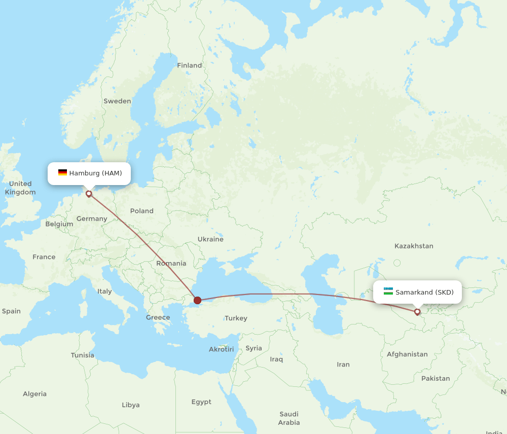 HAM-SKD flight routes