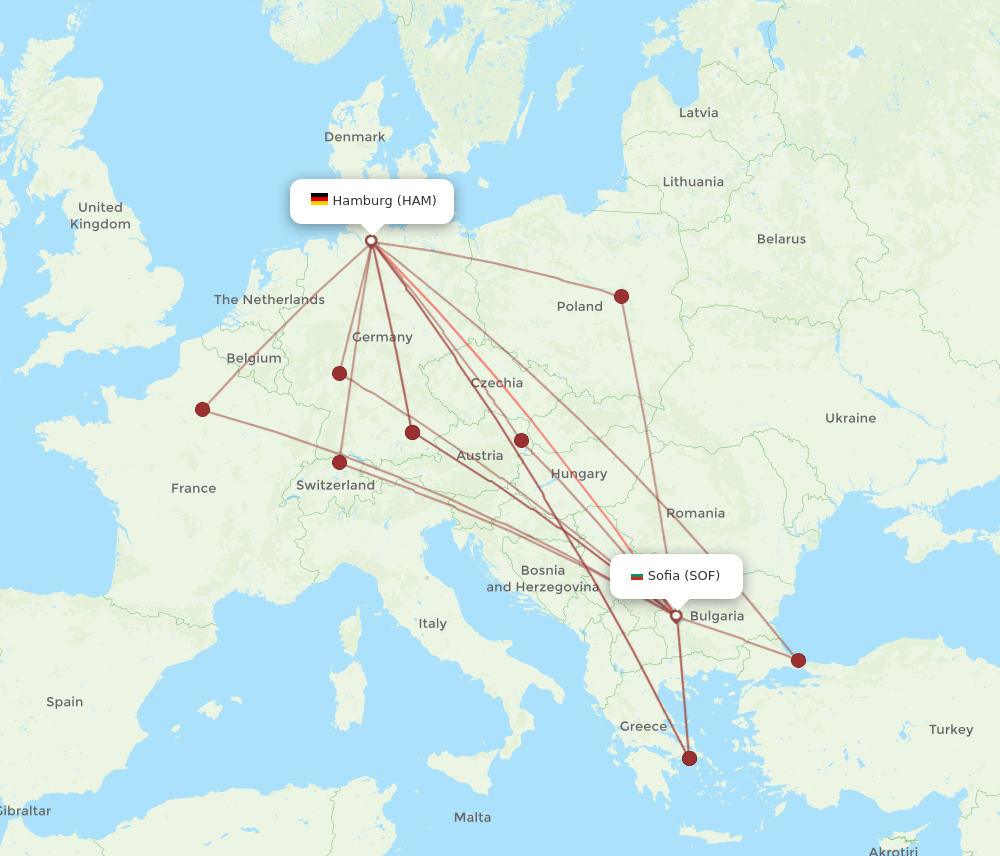 HAM-SOF flight routes